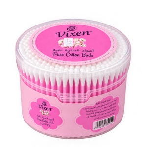 أعواد قطنية Vixen بعلبة دائرية وردية