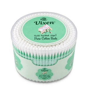 أعواد قطنية Vixen بعلبة دائرية خضراء